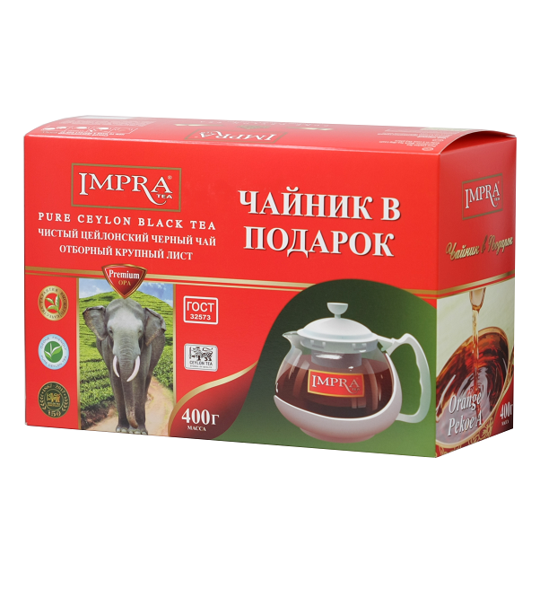 Чай ИМПРА 400 г черный крупнолистовой с чайником*12