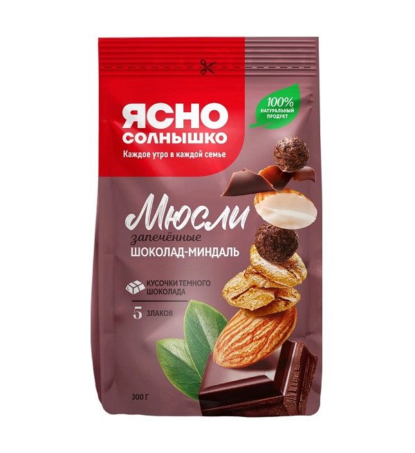 Мюсли Ясно солнышко 300 г запеченные вкус шоколад-миндаль *6