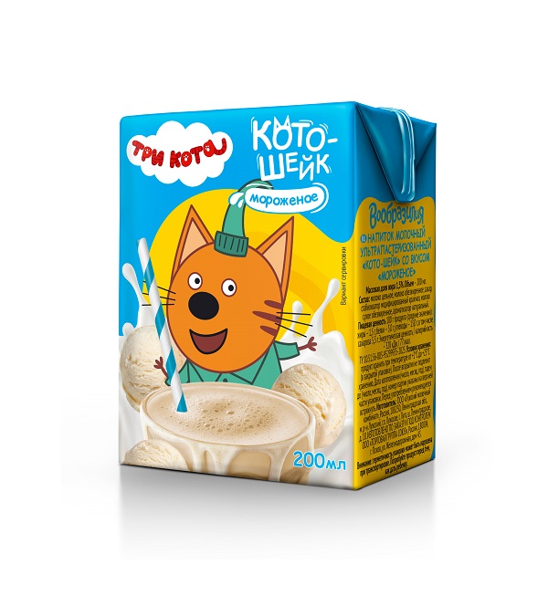 Напиток молочный ТРИ КОТА 200 мл 1,5% Кото-шейк, вкус - мороженое *27