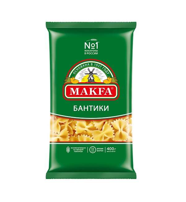 Макароны МАКФА гр.А 400 г Бантики *20