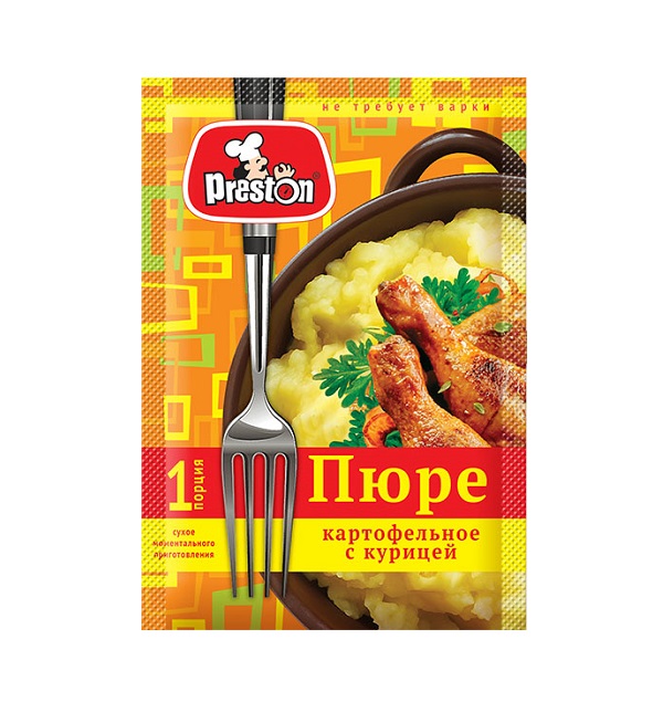 Пюре быстрого приготовления PR.PRESTON 34 г со вкусом курицы *20