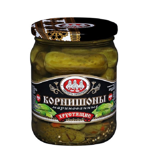 Огурцы корнишоны СКАТЕРТЬ-САМОБРАНКА 500 мл маринованные  (Россия) с/б *12