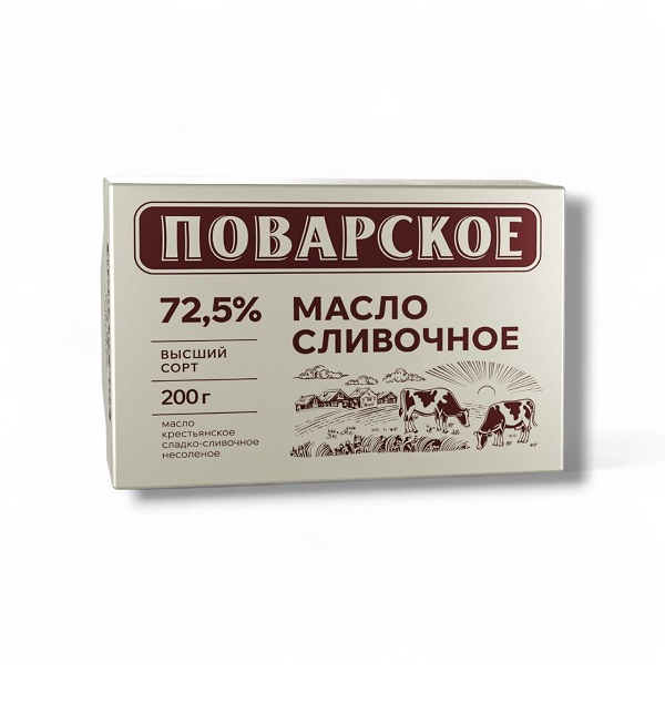 Масло КРЕСТЬЯНСКОЕ 200 г 72,5% Поварское ГОСТ *20