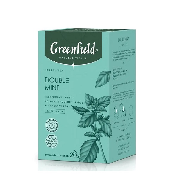 Чай ГРИНФИЛД 20 пирамидок Нейчерал Тизан Дабл Минт *8