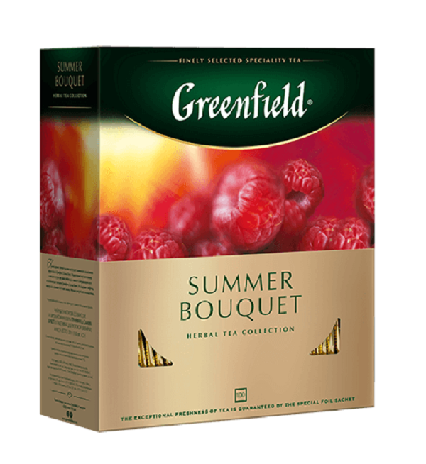 Чай ГРИНФИЛД 100 пакетиков Самма букет малина *9