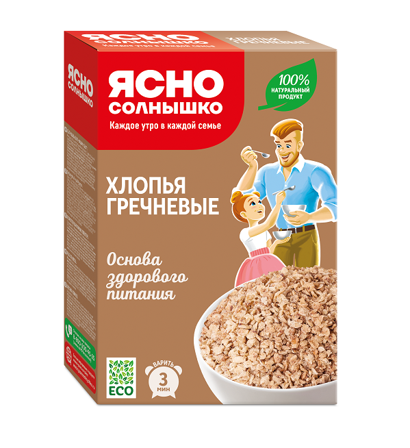Хлопья ЯСНО СОЛНЫШКО 375 г гречневые *9