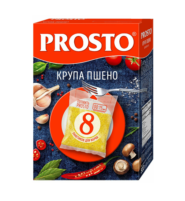 Пшено PROSTO 500 г (8 пак*62,5 г) в/с *12