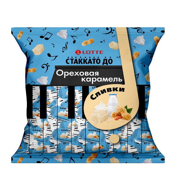 Карамель ЛОТТЕ СТАККАТО ДО 1 кг ореховая начинка с ароматом сливок *6