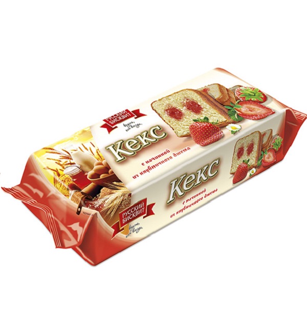 Кекс РУССКИЙ БИСКВИТ 225 г клубника *10