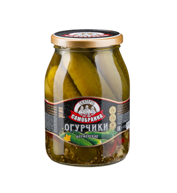 Огурцы СКАТЕРТЬ-САМОБРАНКА 950 мл маринованные фермерские *6