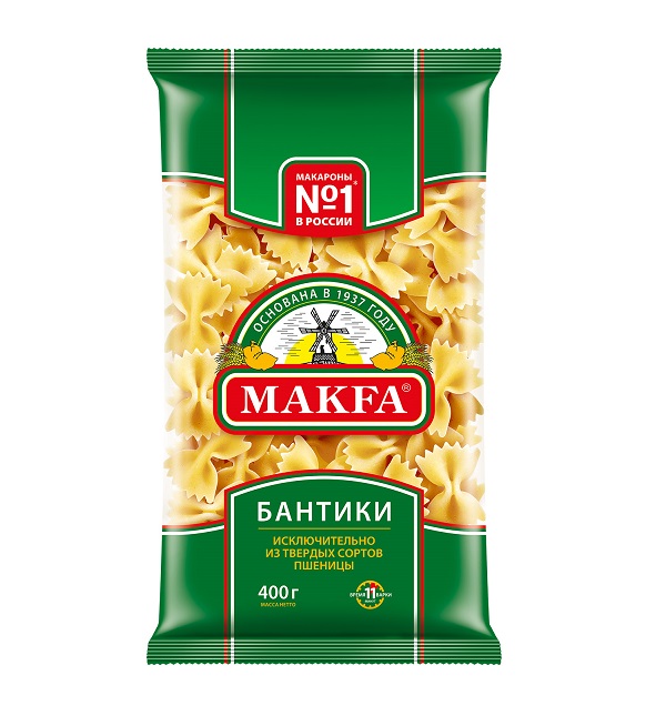 Макароны МАКФА гр. А 400 г Бантики *20