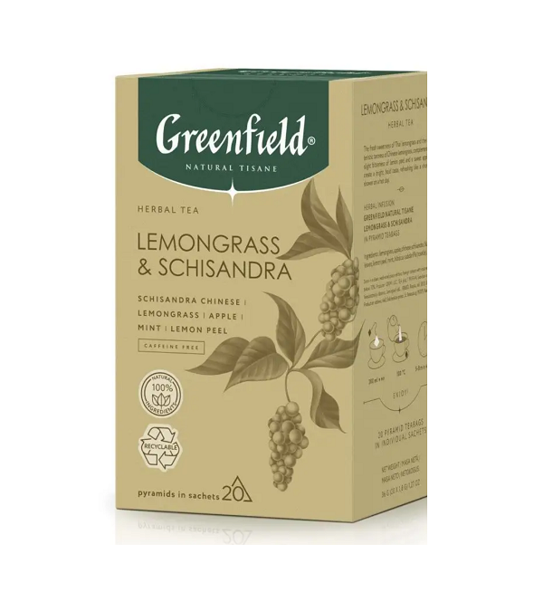 Чай ГРИНФИЛД 20 пирамидок Нейчерал Тизан Лемонграсс *8