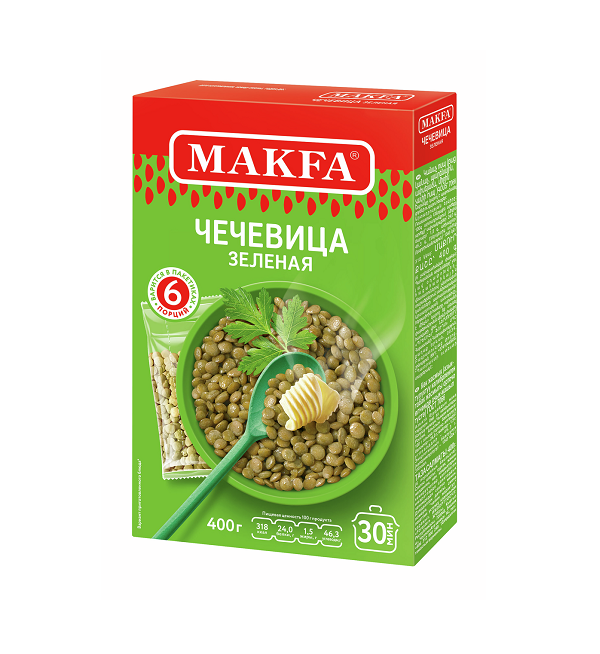 Чечевица МАКФА 400 г (6 пак) зеленая ГОСТ *9