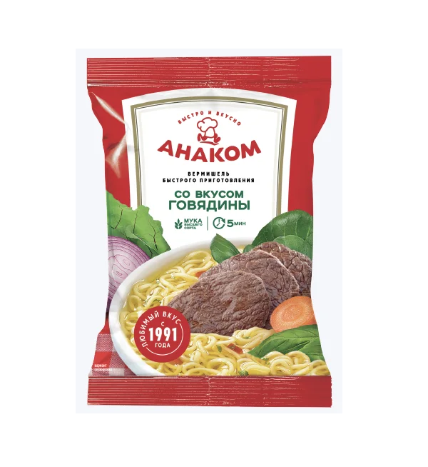 Вермишель быстрого приготовления АНАКОМ 60 г со вкусом говядины *80