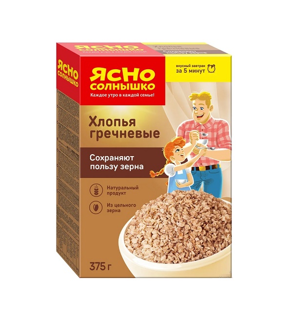 Хлопья ЯСНО СОЛНЫШКО 375 г гречневые *9