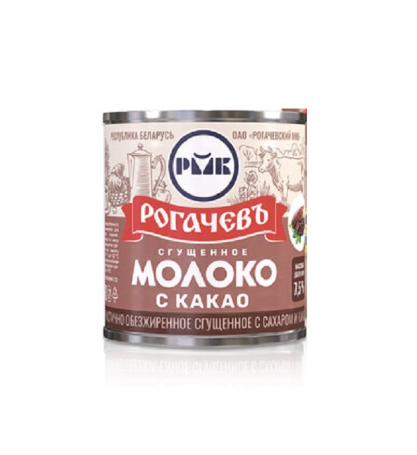 Молоко сгущенное с сахаром РОГАЧЕВ 380 г с добавлением какао 7,5% *30
