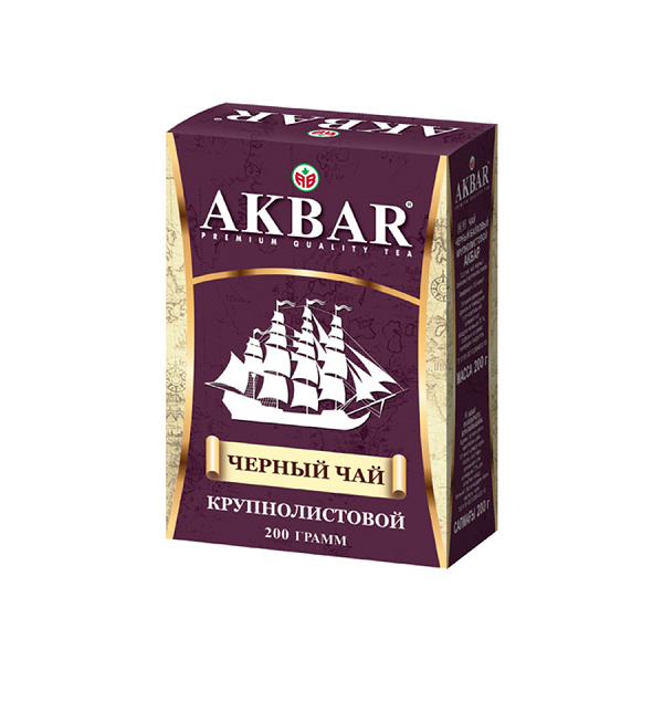 Чай АКБАР 200 г КОРАБЛЬ черный крупнолистовой  *14