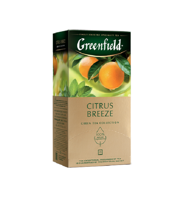 Чай ГРИНФИЛД 25 пакетиков Цитрус Бриз зеленый *10