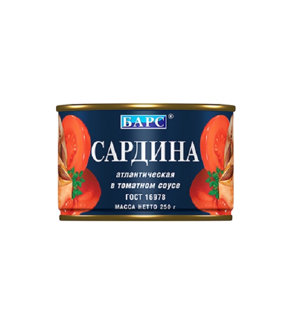 Сардина БАРС 250 г атлантическая в томатном соусе ГОСТ *24