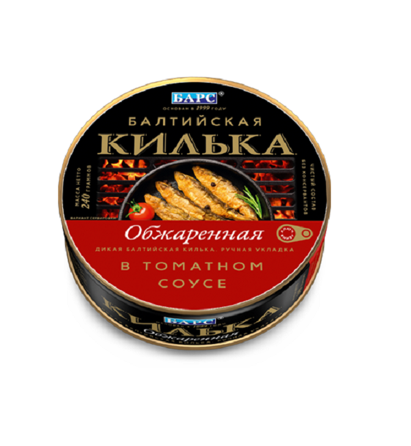 Килька БАРС 240 г в томатном соусе неразделанная обжаренная *24