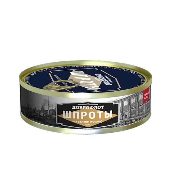 Шпроты ДОБРОФЛОТ 175 г в масле из салаки копченые *24