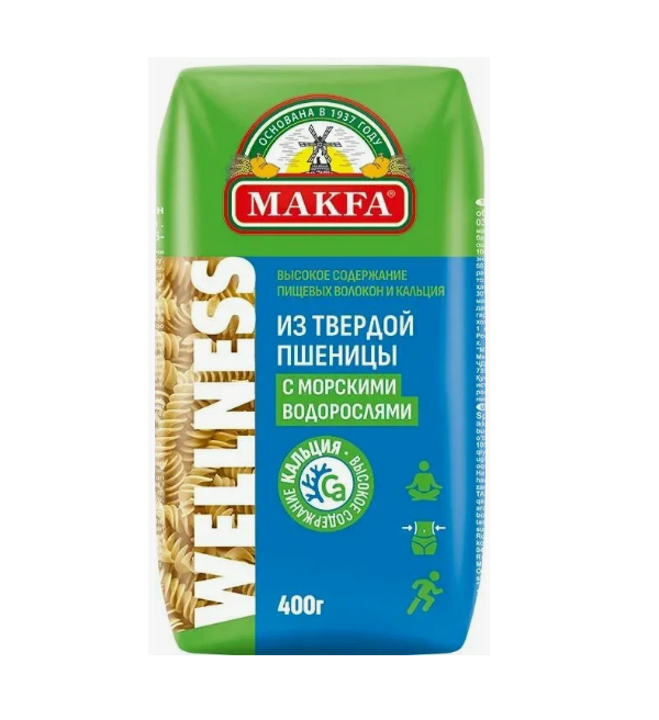 Макароны МАКФА гр.А 400 г Спирали с морскими водорослями *12