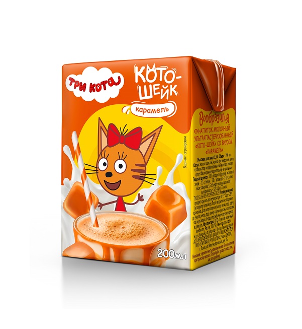 Напиток молочный ТРИ КОТА 200 мл 1,5% Кото-шейк, вкус - карамель*27