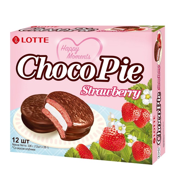 Пирожное ЧОКОПАЙ с ароматом клубники (Лотте) 336 г *