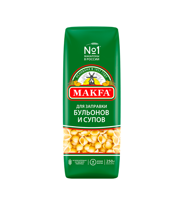 Макароны МАКФА гр.А 250 г Ракушечки *20